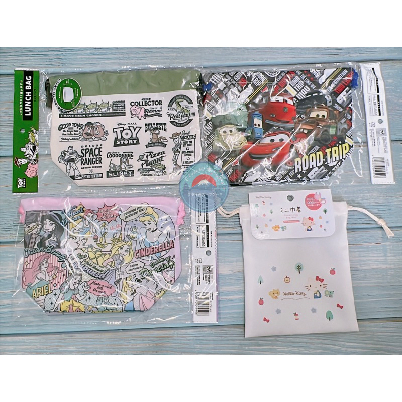 【 Flyer的旅行箱】全新現貨 日本帶回正版三麗鷗kitty/迪士尼玩具總動員、閃電麥坤、公主 束口袋/小物袋/收納袋