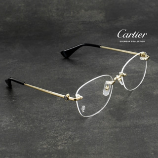 Cartier CT0414O 卡地亞品牌眼鏡｜時尚大臉超輕商務斯文圓形銀色無框眼鏡 男生品牌眼鏡框【幸子眼鏡】