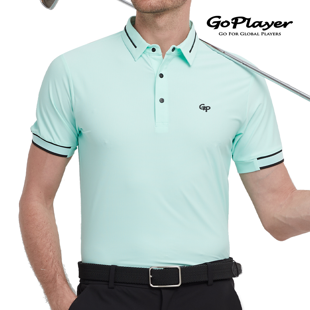 【GoPlayer】男輕薄超彈短袖上衣(淺綠.深藍.紅.橘) (高爾夫短袖T恤球衫 Polo運動排汗速乾Golf球衣)