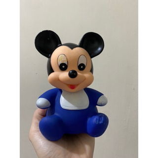 早期台灣製古董米老鼠 迪士尼 Disney 米奇寶寶軟膠塑膠玩具公仔存錢筒（如圖）