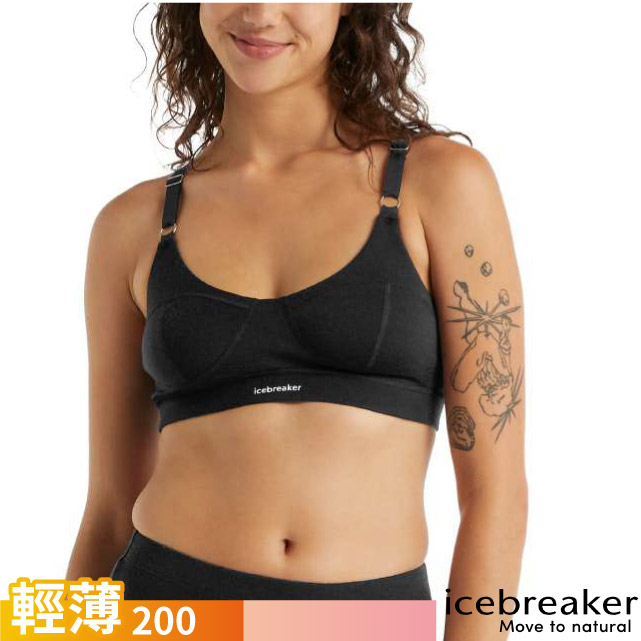 【紐西蘭 Icebreaker】女 美麗諾羊毛 後扣式內衣-JN200.胸罩.背心胸衣_黑_IB0A59HR