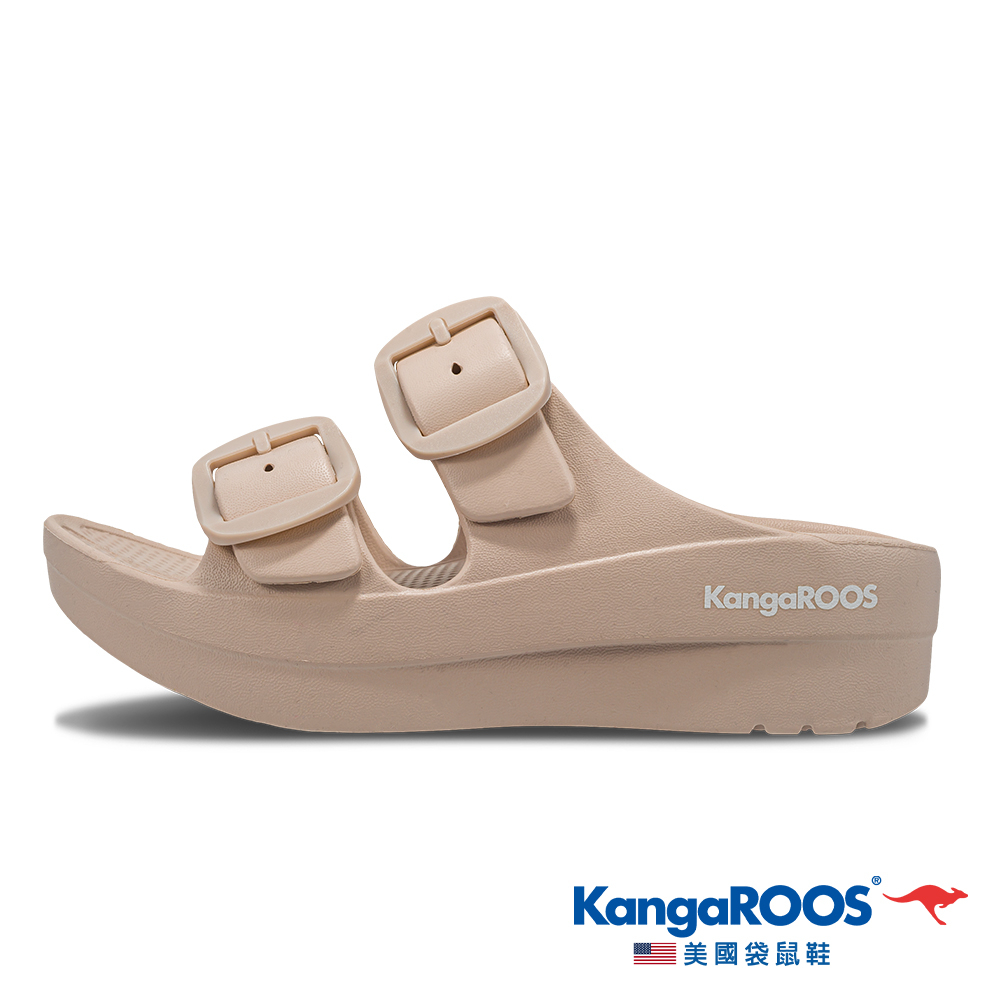 【KangaROOS 美國袋鼠鞋】女鞋 RIO Q彈 防水 休閒拖鞋 (奶茶-KW31641)