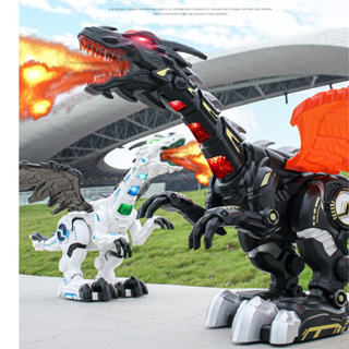 電動機械噴火龍 恐龍 會走路霸王龍機器 機械2-6歲4男孩動物仿真 噴霧玩具恐龍 炫酷 帶燈光 兒童玩具