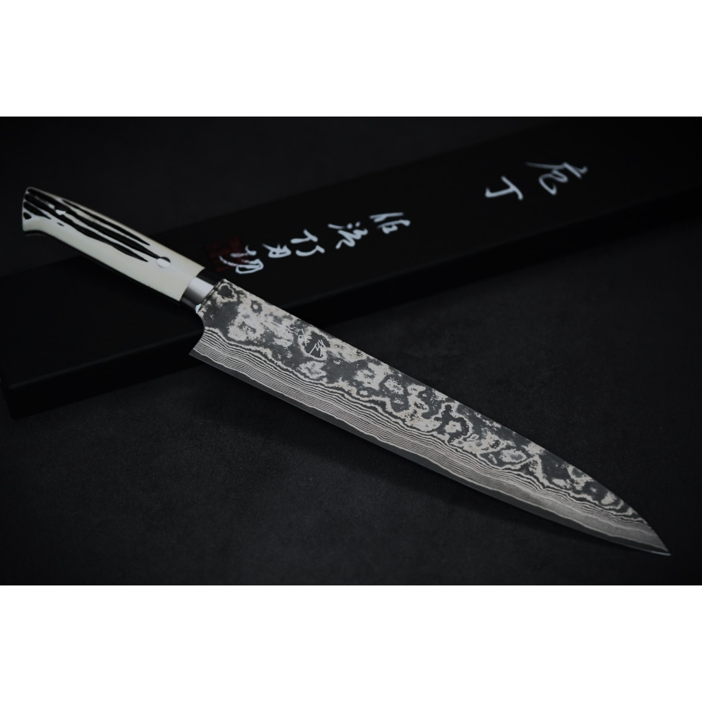 💖佐治武士💖【白鹿角 多積層 VG10 和牛刀 27CM】 日本刃物 廚房刀具 八煌刃物