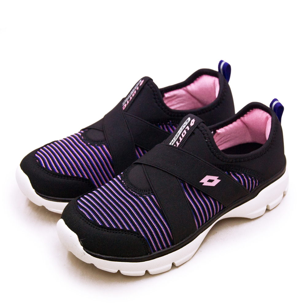 【LOTTO】 輕量霓彩編織健走鞋 EASY WEAR系列 黑紫 6180 女