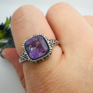 💍貝蒂の城堡💍天然紫水晶 戒指 鈦鋼材質