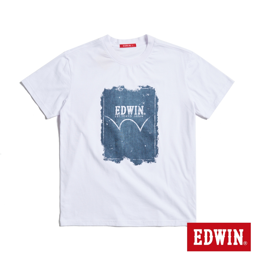 EDWIN 人氣復刻款 牛仔印花LOGO短袖T恤(白色)-男款