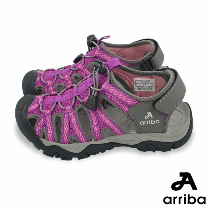 【米蘭鞋都】ARRIBA 艾樂跑 (女) 輕量 防踢 護趾 運動涼鞋 透氣 止滑 62534 紫 另有灰藍色