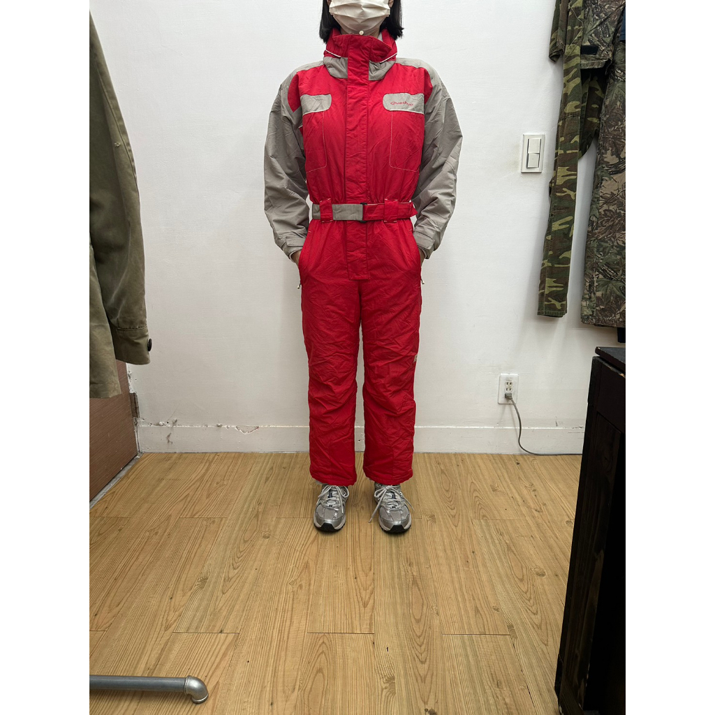 QUECHUA 紅 滑雪服 連身工作服 古著 二手 內裡鋪棉