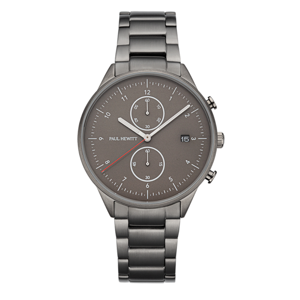 PAUL HEWITT德國設計師品牌 | CHRONO LINE II 槍色雙眼機能計時腕錶-灰