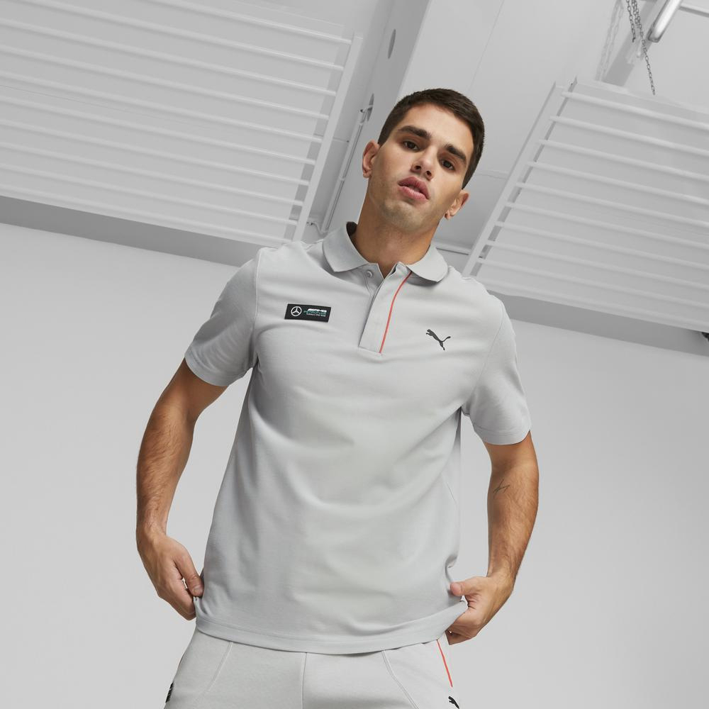 PUMA 短袖 賓士系列 Polo衫 男 53847802 淺灰色