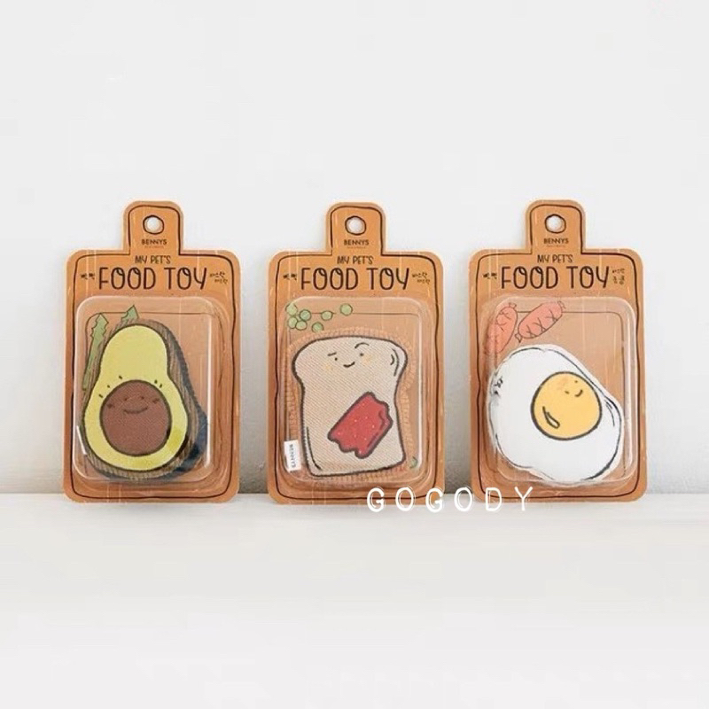 GoGoDy 現貨 韓國🇰🇷Bennys Food Toy 酪梨🥑煎蛋🍳吐司🍞寵物響紙發聲藏食寵物玩具