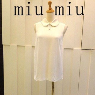 MIU MIU珍珠白色珍珠背心襯衫 WE083120