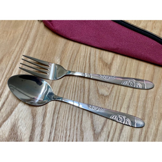 台灣製攜帶式環保二件式餐具組 環保餐具 不鏽鋼湯匙 不鏽鋼叉子