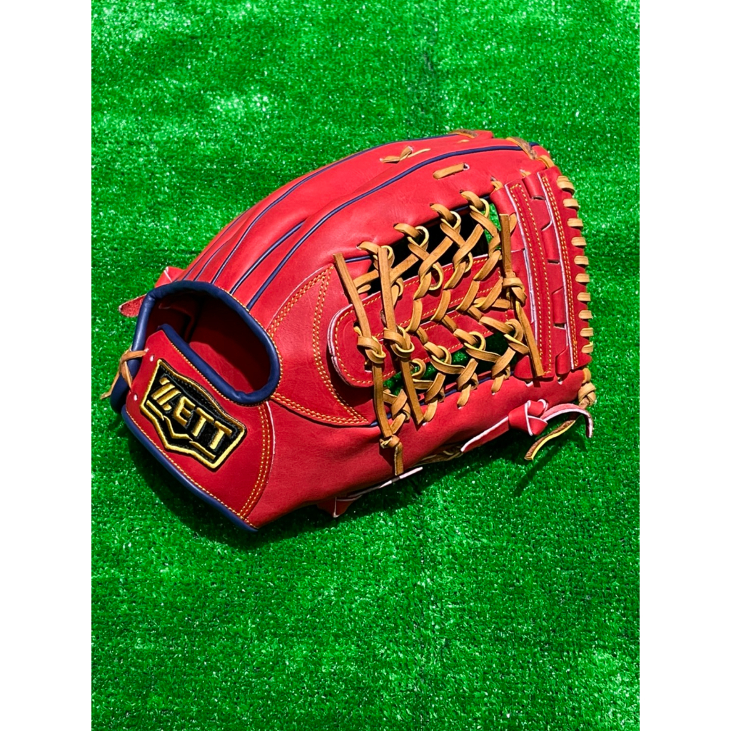 棒球世界ZETT SPECIAL ORDER 訂製款棒壘球手套硬式小牛皮特價Z2237系列13吋紅色