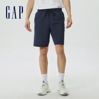 Gap 男裝 Logo彈力抽繩鬆緊短褲 輕透氣系列-海軍藍(602717)