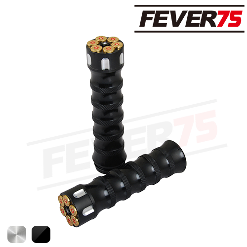 Fever75 哈雷傳統拉線式把手油門套 左輪彈匣造型亮黑款