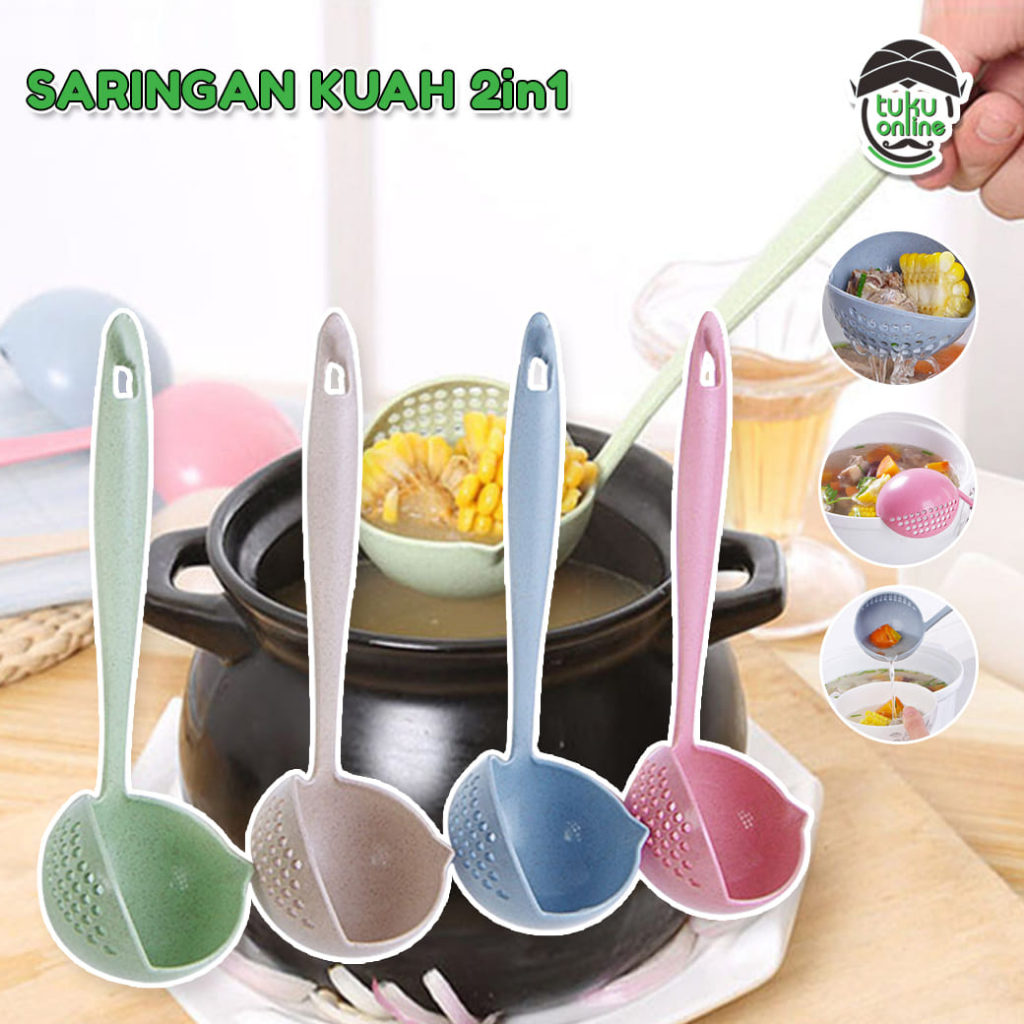湯勺 火鍋勺 塑料湯勺 Sendok Kuah Saring 2in1 Saringan