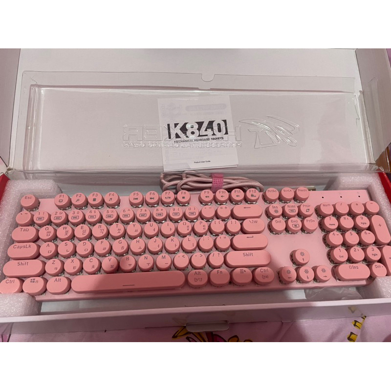 現貨韓劇 觸及真心 劉寅娜 粉紅色 電競 復古 蒸汽朋克鍵 機械式 高特軸 鍵盤