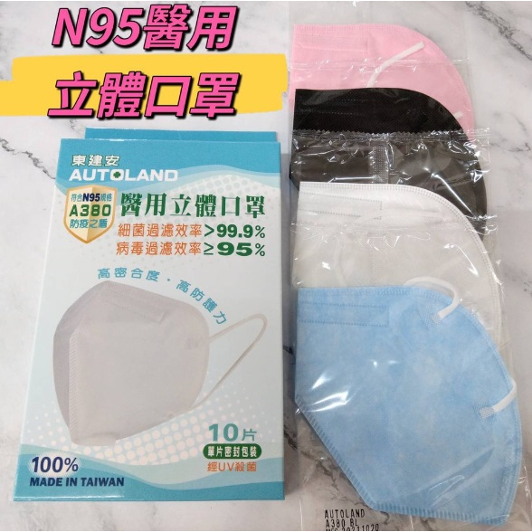 限量頂級(粉色)(單片包)台灣製造頂級n95雙層溶噴布東建安一盒10片獨立單片包裝醫療用立體口罩3D口罩台灣製造大廠超越