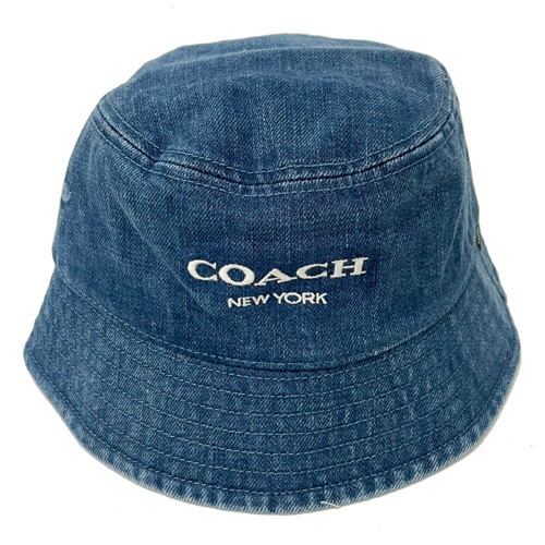 【COACH】經典 LOGO牛仔布漁夫帽(牛仔藍)