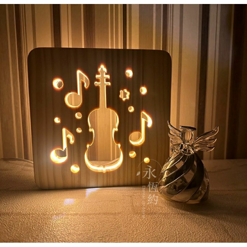 【現貨+預購】大提琴款 LED木質夜燈 可開收據 基督教 受洗 聖誕節 擺飾 喬遷禮 福音禮品 營會 婚禮