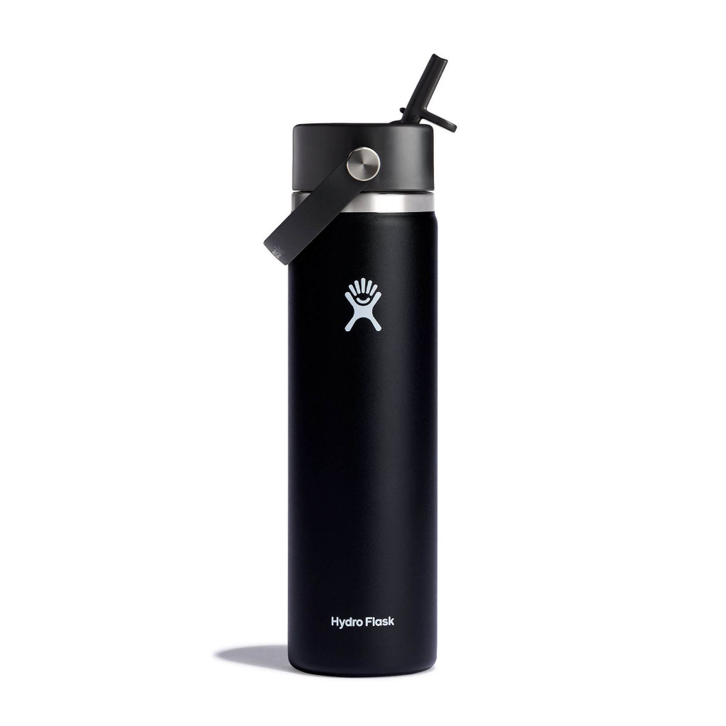 【Hydro Flask】24oz 710ml 時尚黑【寬口 / 吸管蓋】保溫鋼瓶 吸管水瓶不鏽鋼保溫保冰瓶保冷保溫水壺