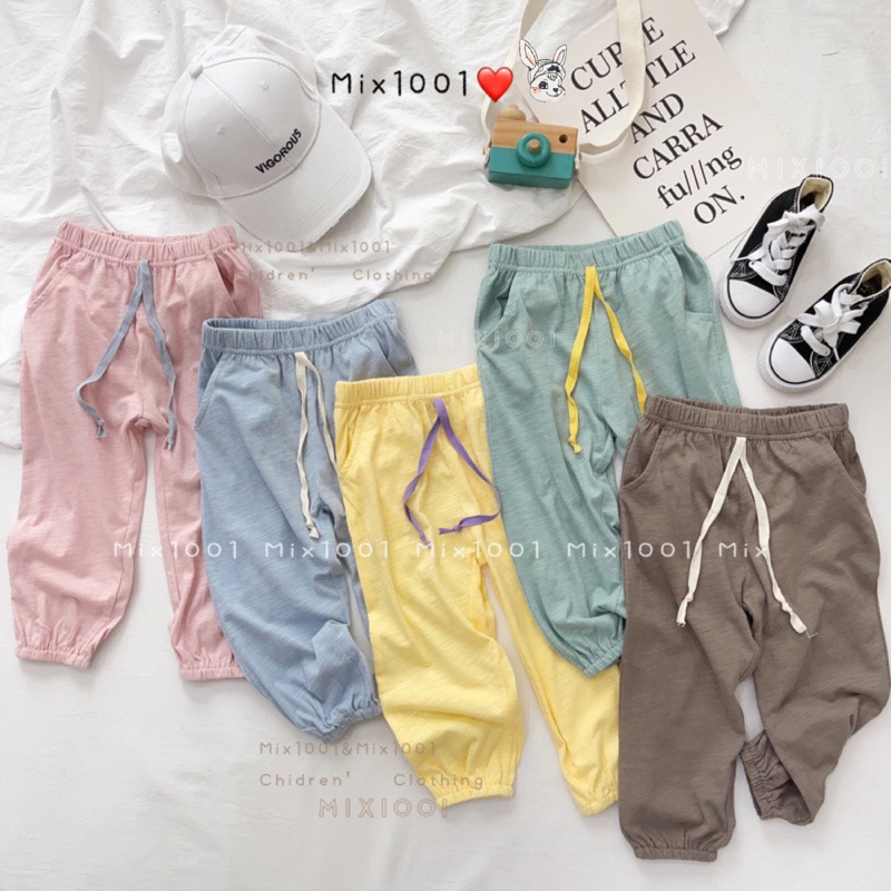 🌈✨mix1001熱銷款❤️✨霧感色純棉竹節棉防蚊褲✨兒童素面純棉防蚊褲💋