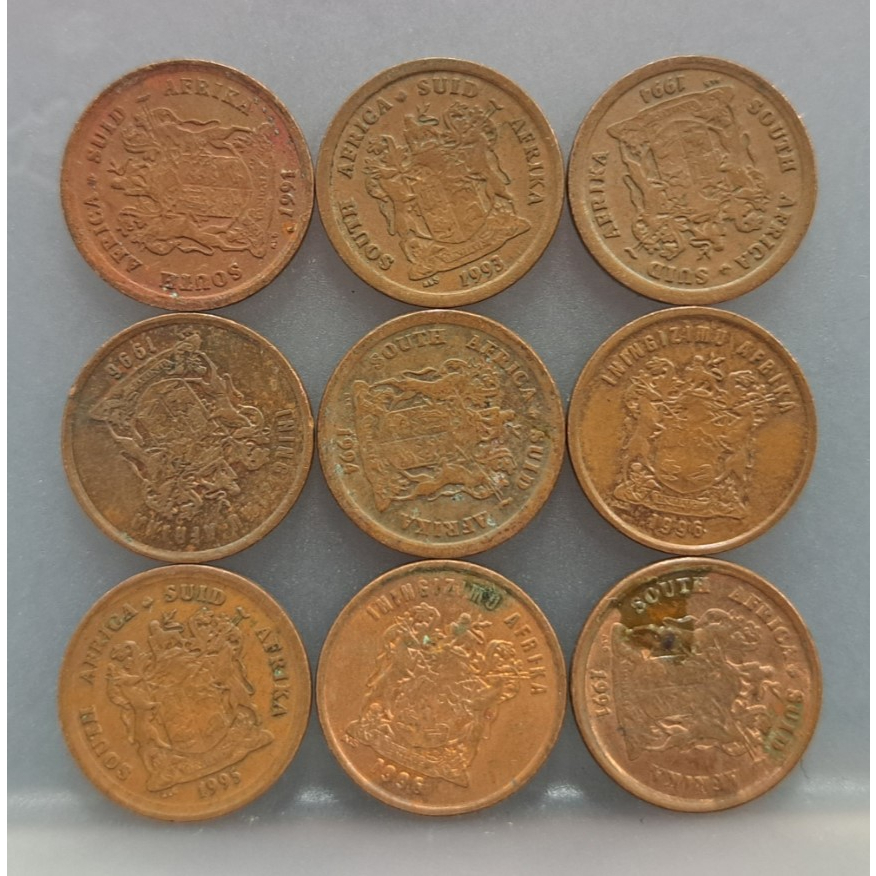 幣310 南非1991.93.94.95.96年1分硬幣 共9枚