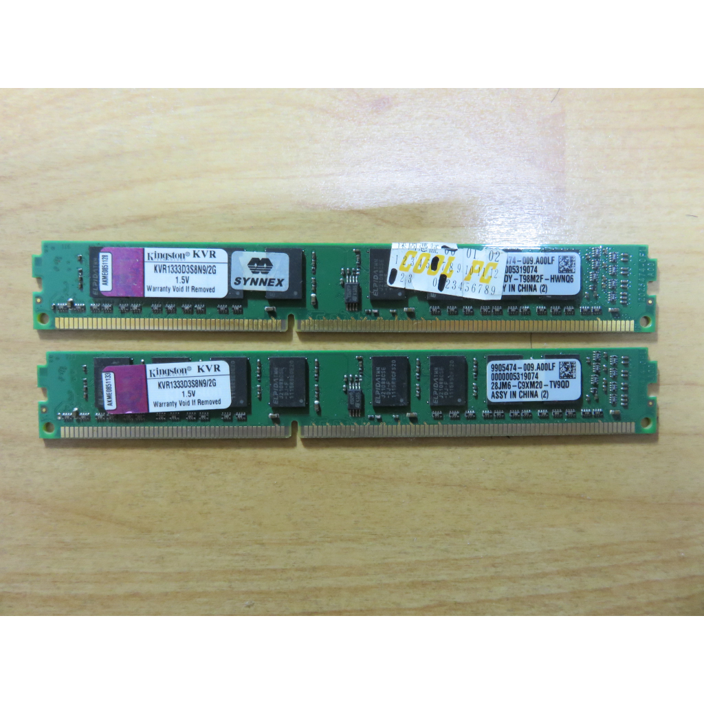 D.桌上型電腦記憶體- Kingston 金士頓 DDR3-1333雙通道 2G*2共4GB不分售 窄版 直購價50