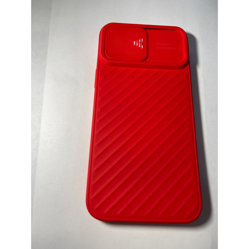 二手出清 紅色簡約 推拉鏡頭 液態矽膠 防摔殼 iPhone 12 Pro Max 手機殼