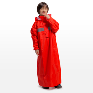 Outperform 奧德蒙 頂峰兒童背包款半開連身雨衣 兒童雨衣 反光條 雙重防水設計 可裝背包 附發票