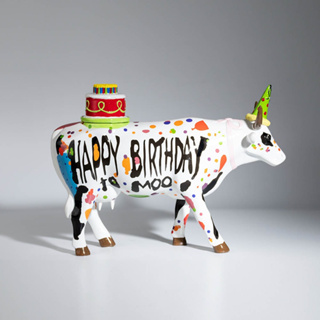 【瑞士 CowParade】彩繪牛 生日快樂《WUZ屋子-台北》彩繪牛 藝術品 公仔 雕像 收藏品 牛年 送禮 禮物