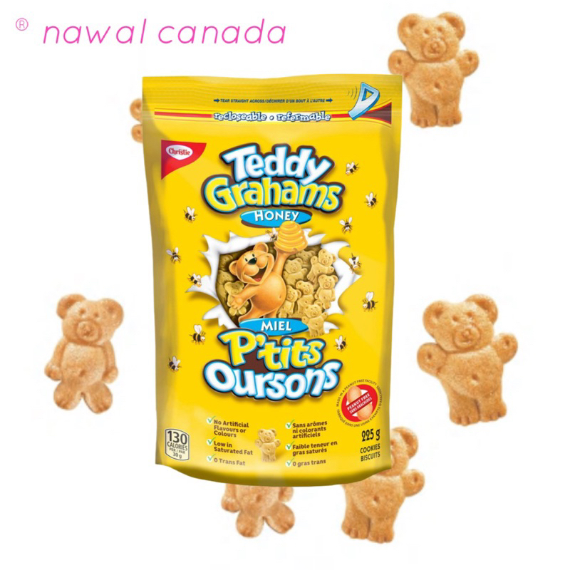 【納瓦樂Nawal】｜加拿大美國代購｜Teddy Grahams 蜂蜜/巧克力小熊餅乾225g