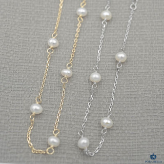 <Porabella>925純銀鍍金珍珠項鍊 淡水珍珠輕奢氣質項鍊 金色淡水珍珠項鍊 Pearl Necklace