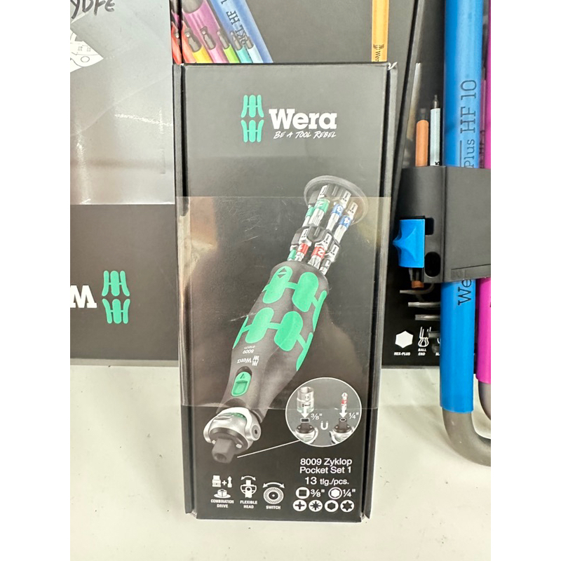 德國 WERA  8009 Zyklop Pocket Set 1 三分（3/8）活動式棘輪板手起子組 13件組