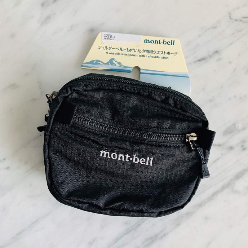 【全新】日本 mont-bell montbell mont bell 登山 小包 多用 腰包 旅行小包 護照小包 黑色