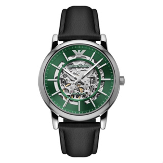 【EMPORIO ARMANI】Meccanico 都會綠面鏤空機械手錶 AR60068 現代鐘錶