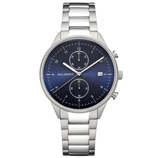 PAUL HEWITT德國設計師品牌 | CHRONO LINE II 槍色雙眼機能計時腕錶-藍