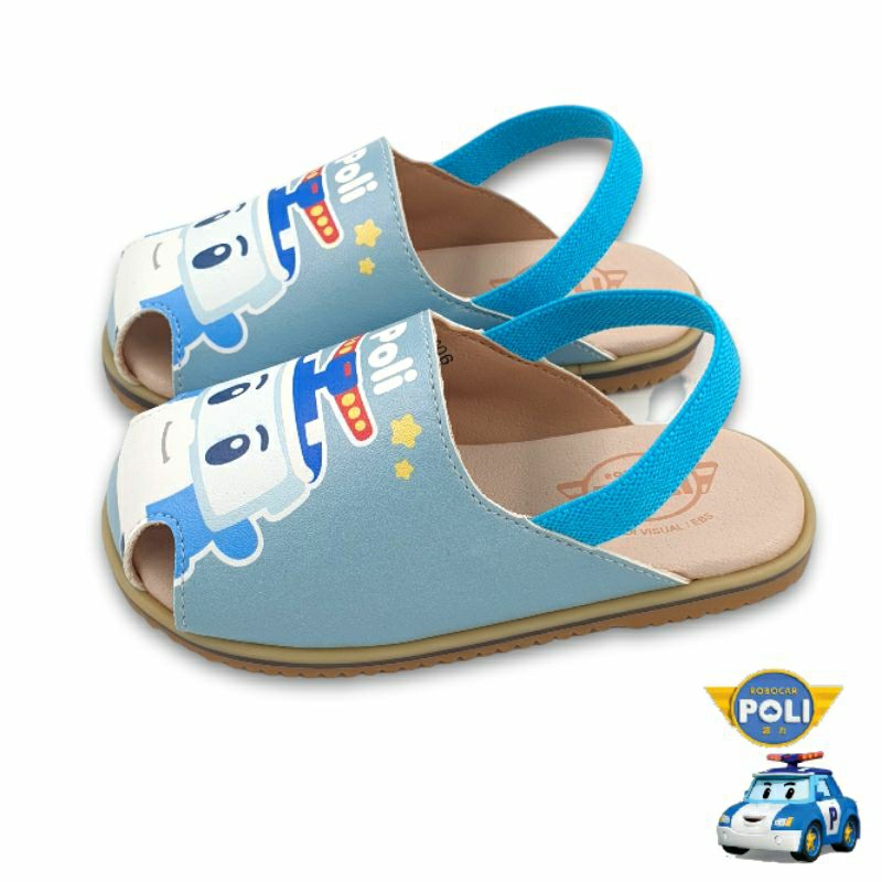 【MEI LAN】波力 POLI 救援小英雄 寶寶涼鞋 護趾拖鞋 止滑 耐磨 台灣製 正版授權 34006 藍色