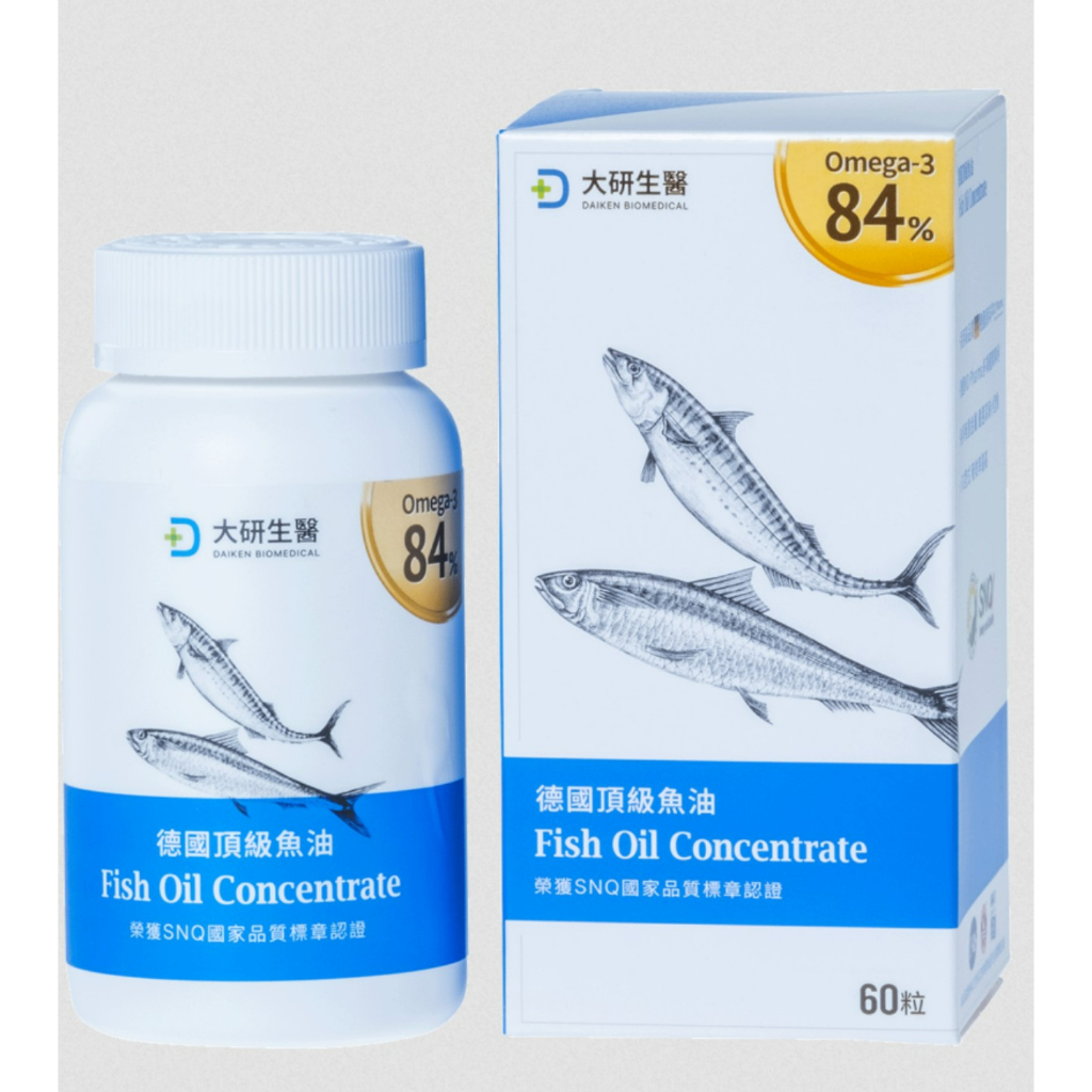(保健屋)(電子發票)大研生醫德國頂級魚油 Omega-3 84% 陳美鳳真心推薦 大研頂級魚油 60粒/罐DAIKEN