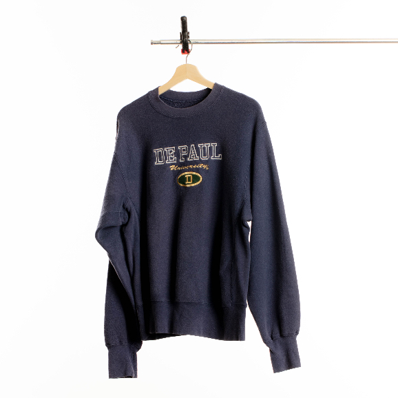 90s Jansport University Of DePaul Sweater 1990年代校園刺繡布章衛衣  古著