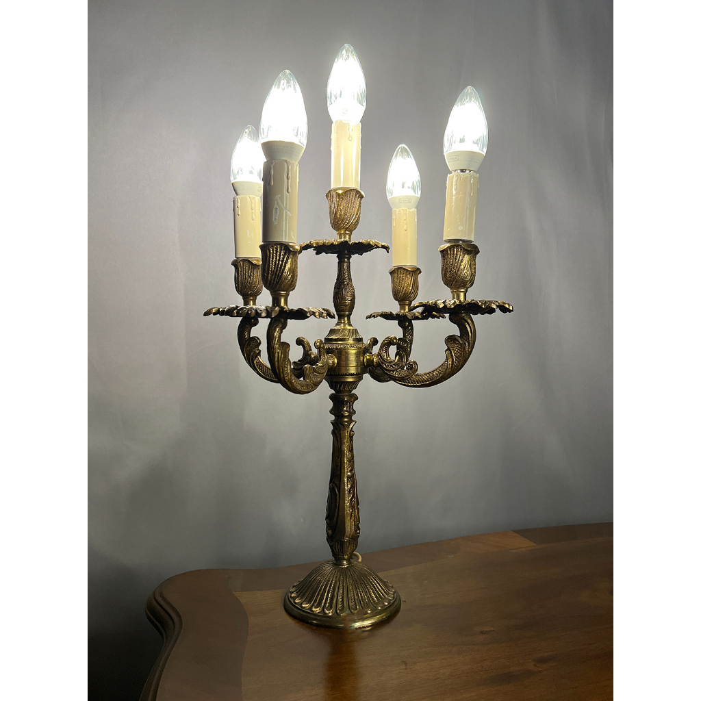 #19世紀 法國百年古董銅雕枝型檯燈『沈重』#923022