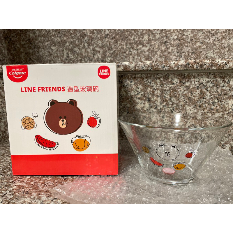 高露潔 LINE FRIENDS 造型玻璃碗（全新）