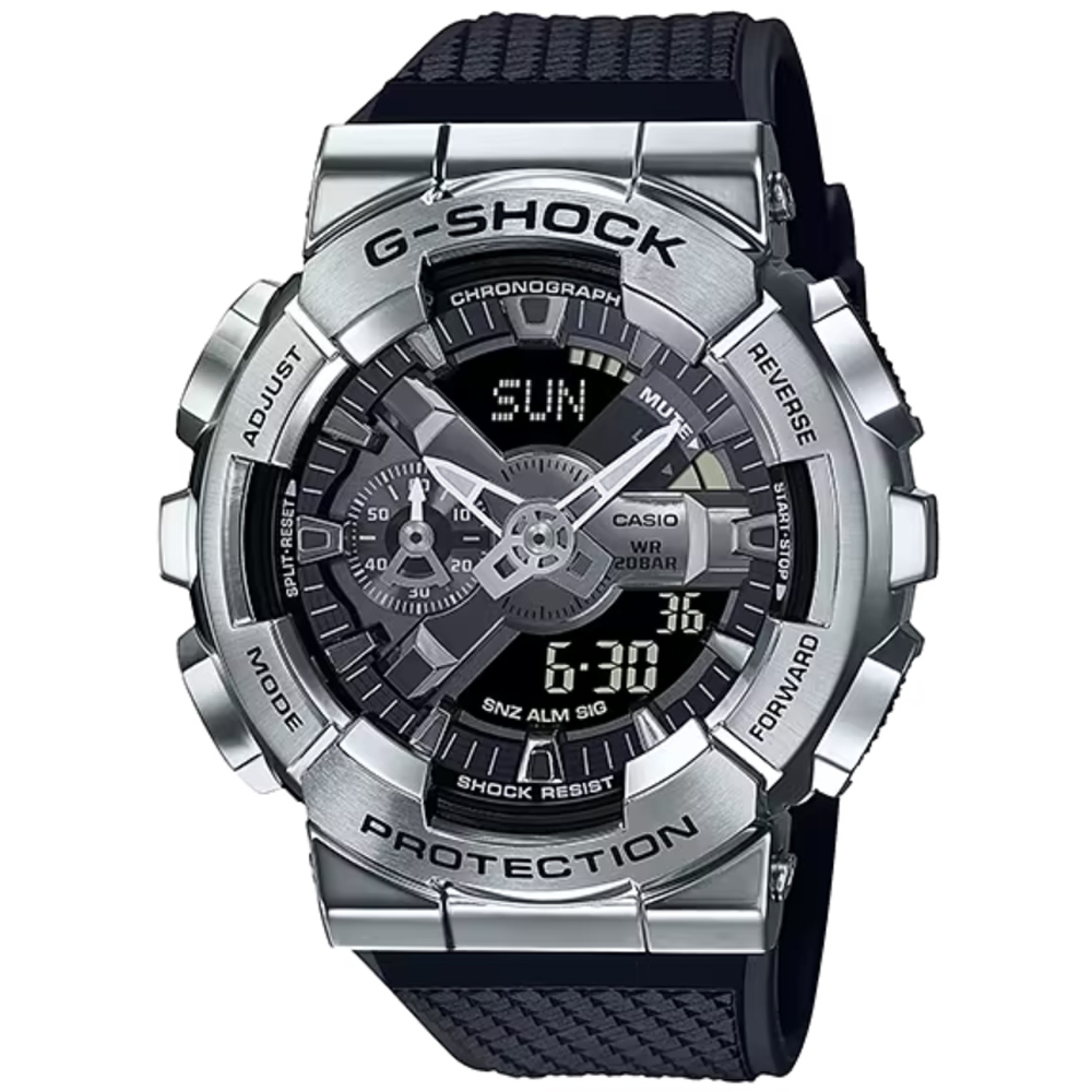 【聊聊甜甜價】CASIO G-SHOCK 百搭金屬雙顯腕錶 GM-110-1A