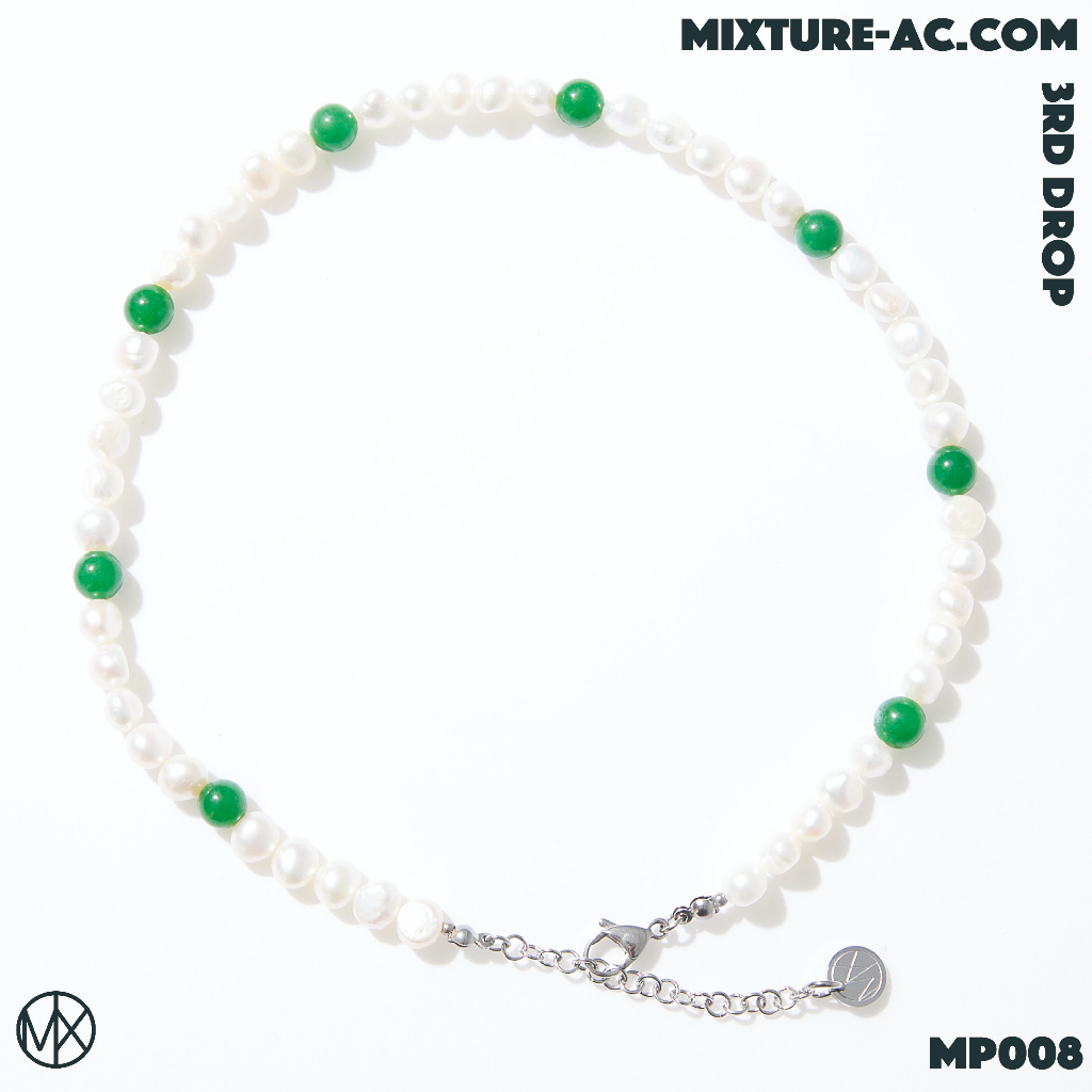 MIXTURE "MP008" 巴洛克珍珠+圓型天然瑪瑙珠項鍊