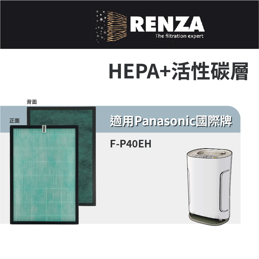 適用Panasonic 國際牌 F-P40EH 負離子空氣清淨機 替換F-ZMRS40W HEPA+活性碳濾網 濾芯