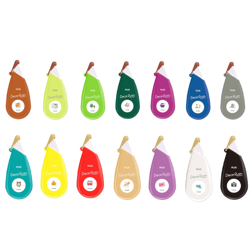 (限量)PLUS 2022 Deco rush 造型手帳花邊帶6mm 14入(園藝/散步犬/運動/相機/電車/錢包/時鐘/車票/讀書/便當/森林/伸懶腰貓/睡眠/料理)