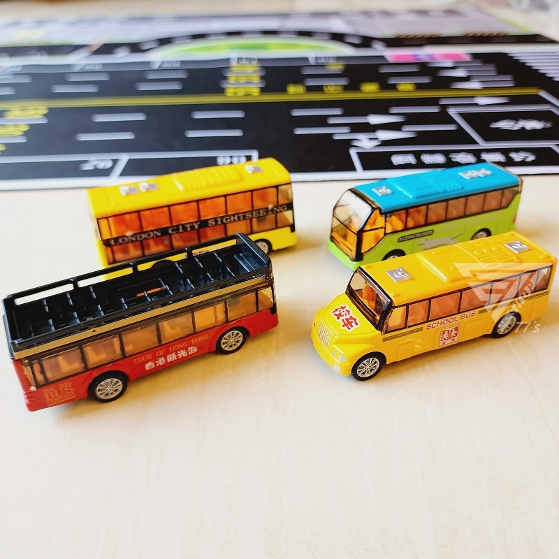 【台灣現貨】【合金旅遊巴士/4款可選】雙層巴士 校車 旅行車 公車 合金巴士  模型車 交通車 玩具車 小汽車 旅行車