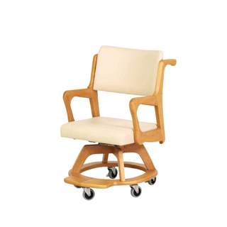 【海夫】LZ Glory plan 天然木材 可固定 旋轉 室內移動椅 白色/咖啡(A0233-01/A0233-02)